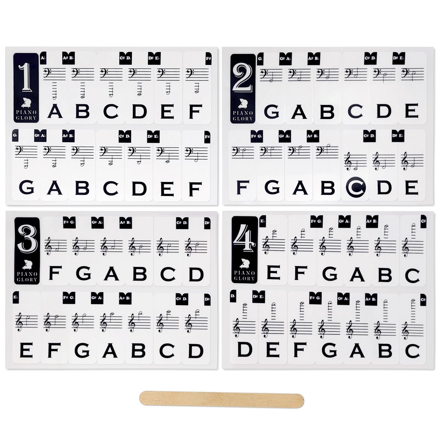 Piano Note stickers for any size piano/keyboard + BONUS Sheet Music & Learning Charts