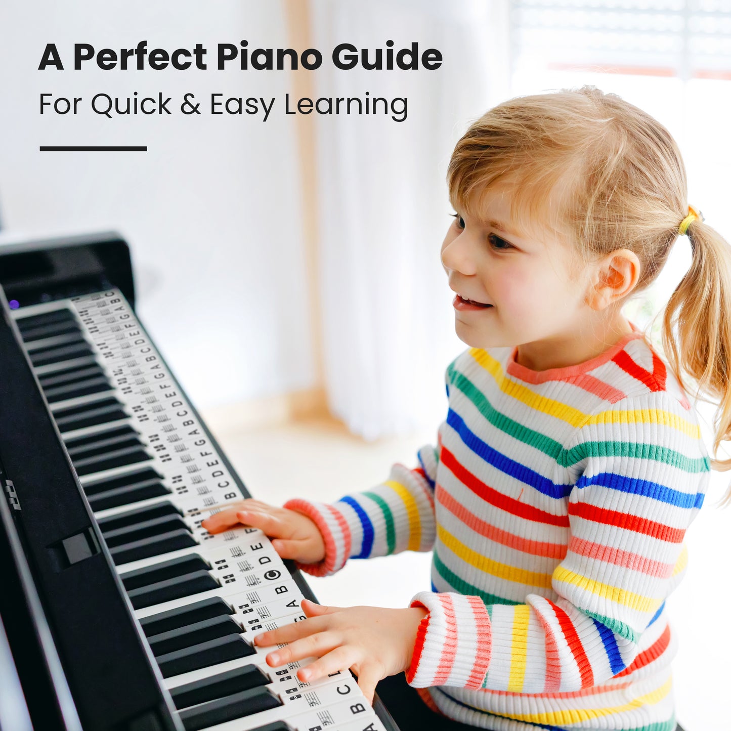 Piano Note stickers for any size piano/keyboard + BONUS Sheet Music & Learning Charts