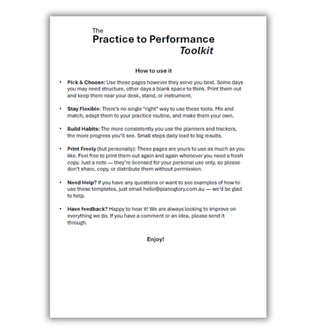 How to use the practice to performance toolkit