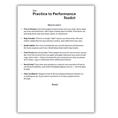 How to use the practice to performance toolkit