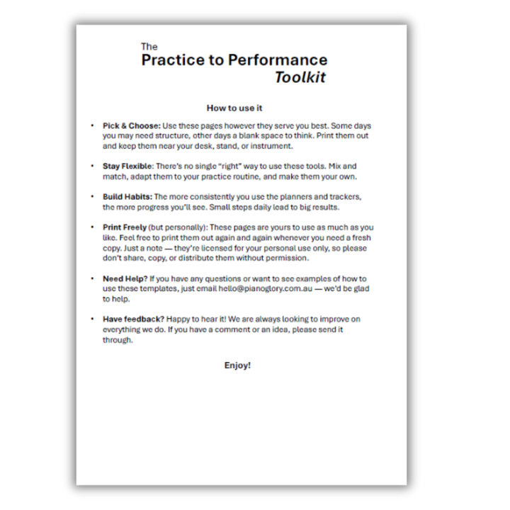 How to use the practice to performance toolkit
