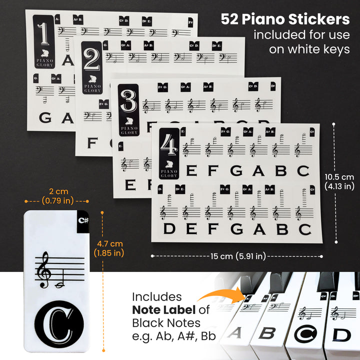Piano Note stickers + Sheet Music + Learning Charts