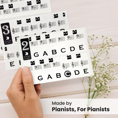 Piano Note stickers for any size piano/keyboard + BONUS Sheet Music & Learning Charts