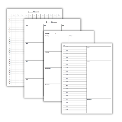 Yearly planner, monthly planner, weekly planner, daily planner to help me track my music practice