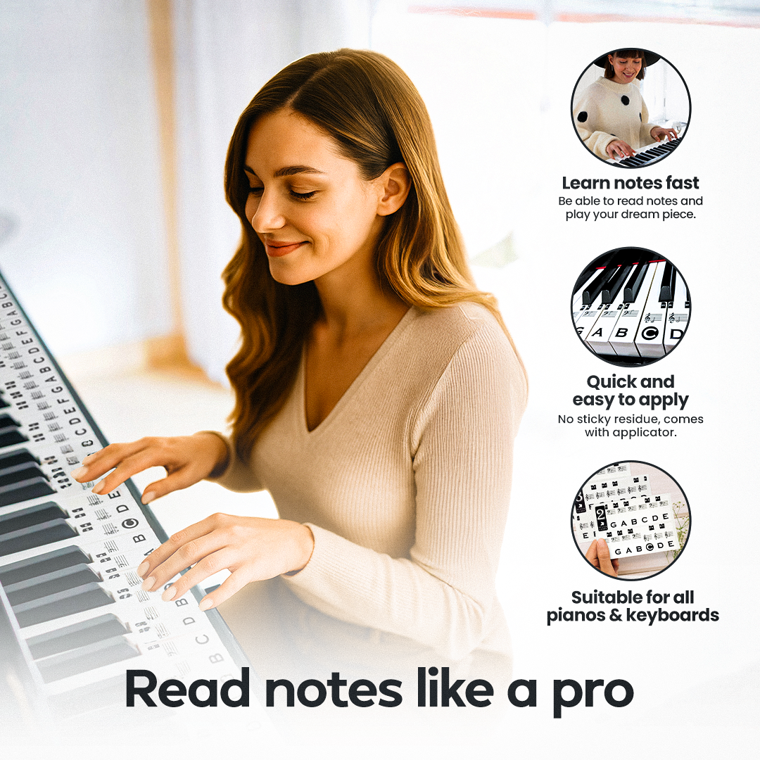 Piano Note stickers + Sheet Music + Learning Charts